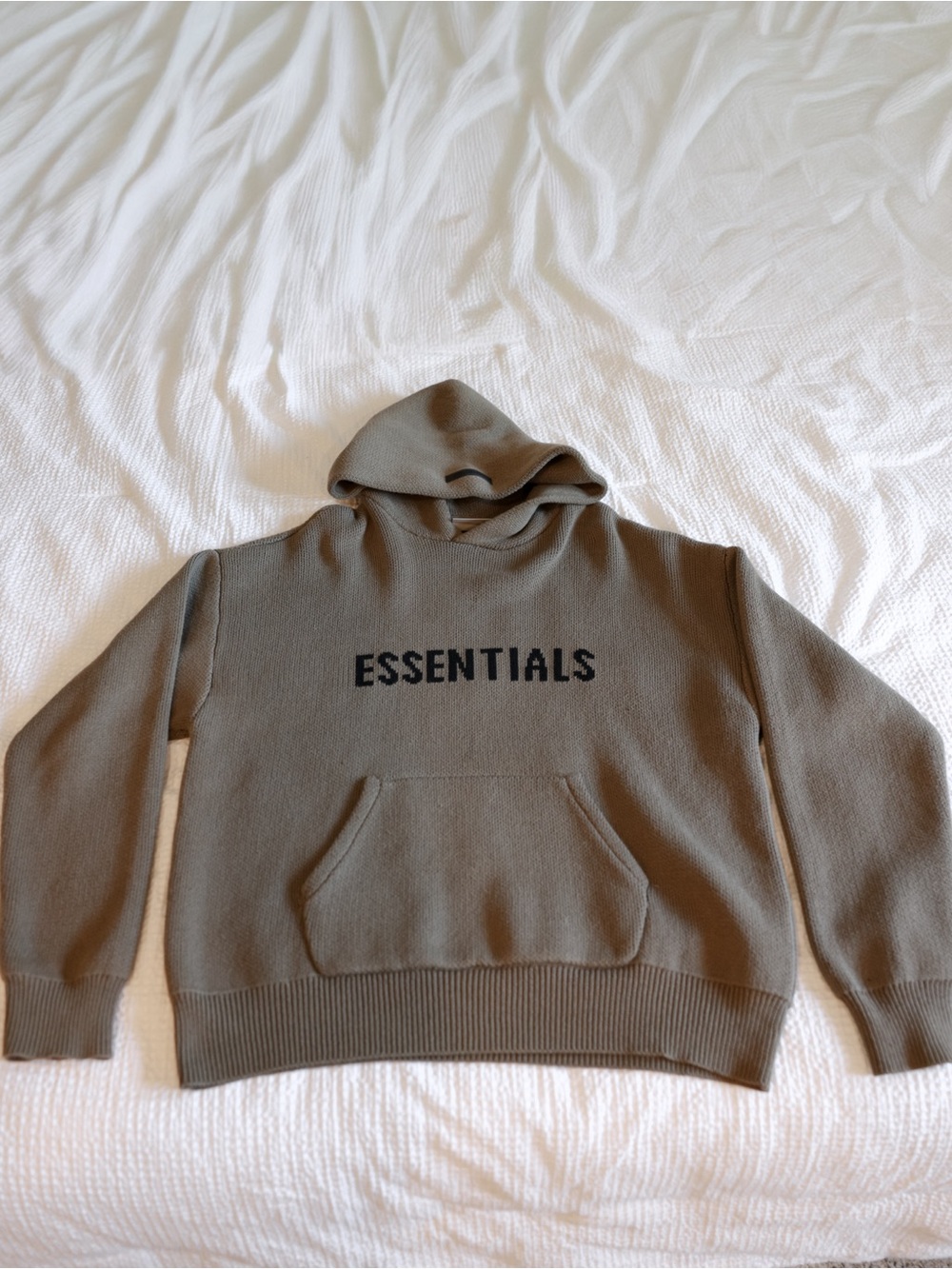 Fear of God ESSENTIALS Taupe Logo Pullover Knit Hoodie Size Large